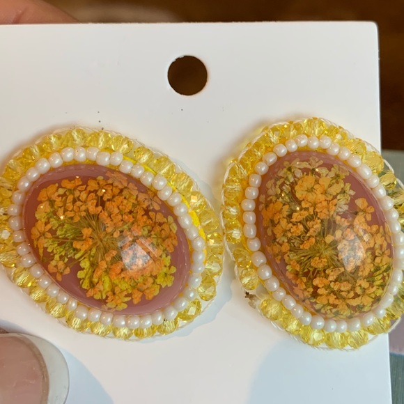 Yellow Bloom Statement Earrings Summer Boho - Picture 1 of 2